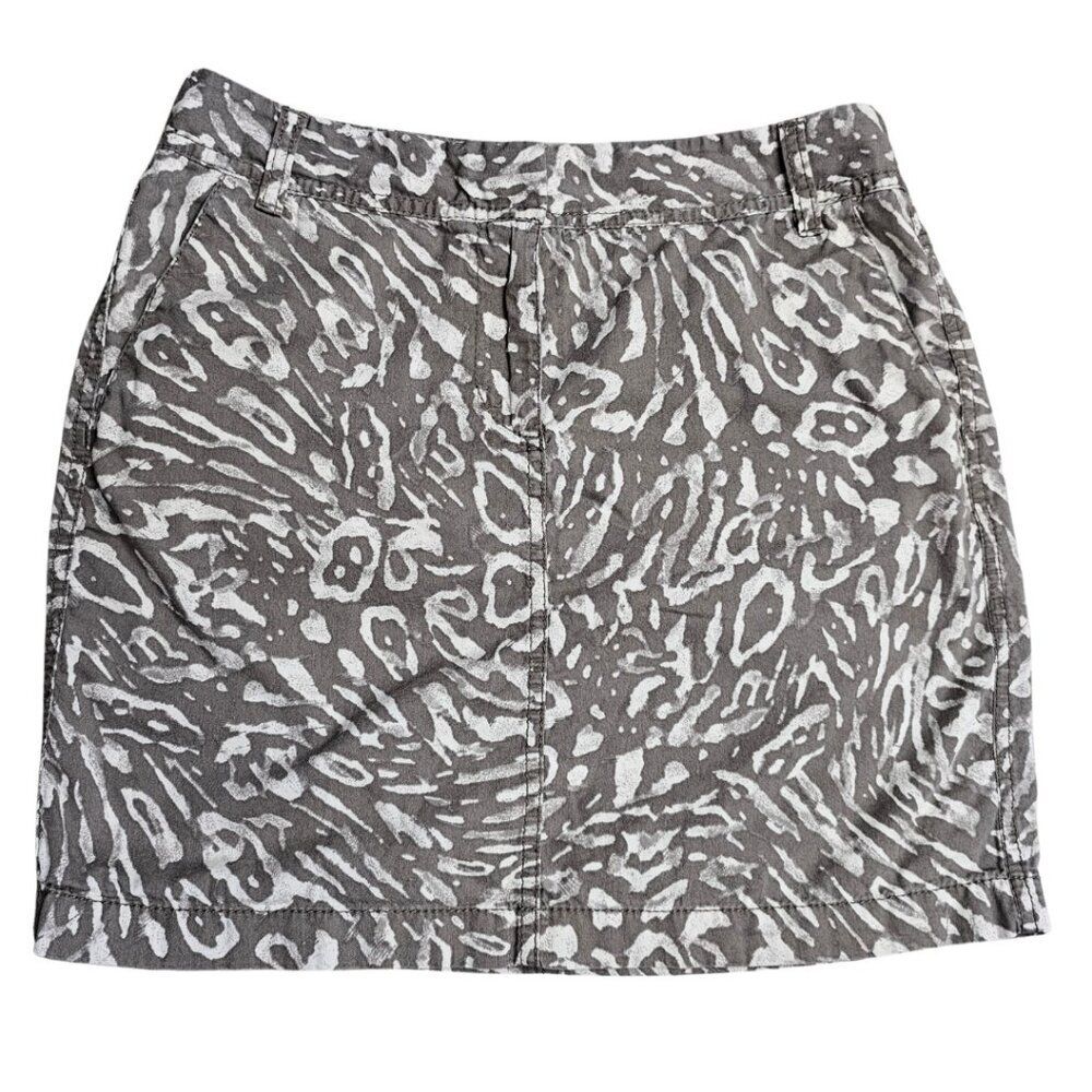 Ann Taylor LOFT Animal Print Leopard Zebra Print Tan Cotton Mini Skirt Size 0